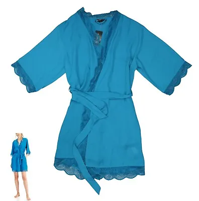 INC International Concepts Lace Trim Belted Waist Short Robe XS NWT Turkish Tile • $31.45