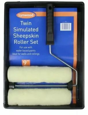 LYNWOOD 9  Twin Simulated Sheepskin Roller Set 9  With Tray For Walls & Ceilings • £10.11