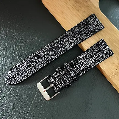 Black Stingray Leather Watch Band 18mm 20 22mm Genuine Skin Watch Strap Handmade • $42.27