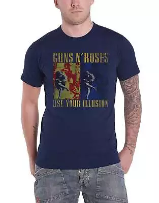 Guns N Roses T Shirt Use Your Illusion Band Logo New Official Mens Navy Blue • £16.95