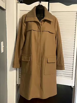 J Crew Wool Blend Coat Womens Size Large L Camel Tan Beige Button-up Long • $37.99