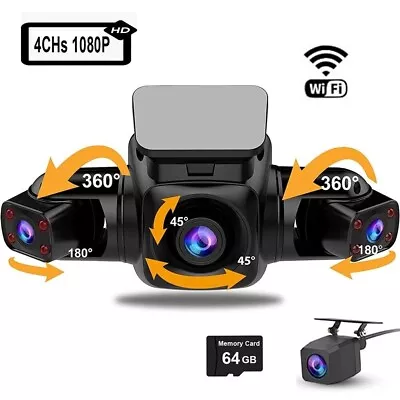 $281.11 • Buy Wifi Car 4 CHs Dash Cam Front Interior Side And Rear Cameras IR Night Vision DVR
