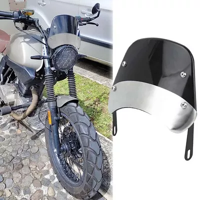 Black 5”-7  Headlight Windshield Windscreen For Cafe Racer Dirt Bike Motorcycle • $26.23