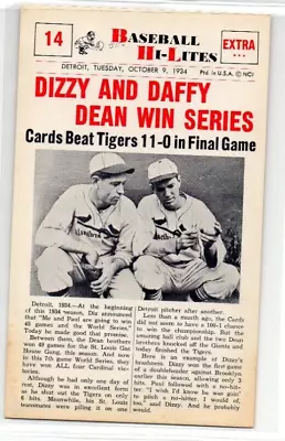 1960 Nu Card Baseball Hi-Lites #14 DIZZY & DAFFY DEAN St. Louis Cardinals • $19.95