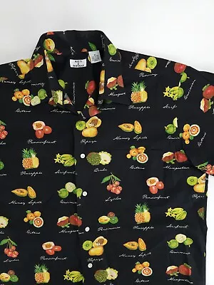 Maus & Hoffman USA Vtg Tropical Fruit All Over Print Button Shirt Mens Medium • $44