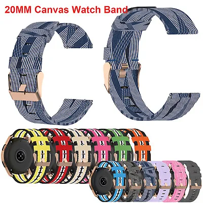 Canvas Watch Strap Band For Samsung Galaxy Watch 3 42mm Active Watch 1 2 Gear S2 • $12.09