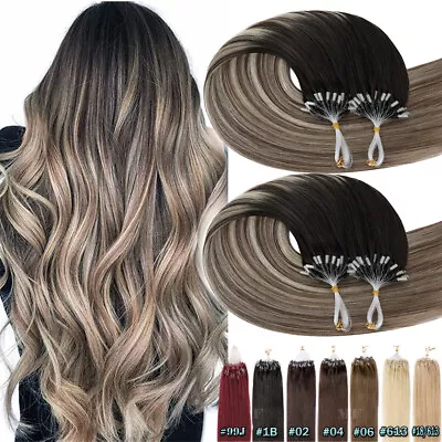 #1BT4P60 THICK Micro Loop Nano Ring Human Remy Hair Extensions Full Head 150G US • $37.90