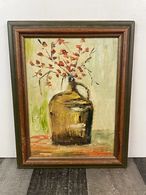 $349.95 • Buy RARE J. Shipley Framed Oil Painting Of Jug With Flowers 11 1/2  X 14 12 
