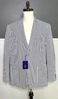 NEW Robert Graham Seersucker Blazer Sport Coat Sz 46 ~ Blue White Stripe • $199