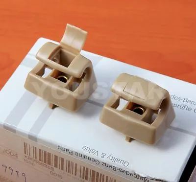 UK STOCK Pair Beige Cream Sun Visor Clips For Mercedes W220 W202 W210 W203 W140 • $31.07