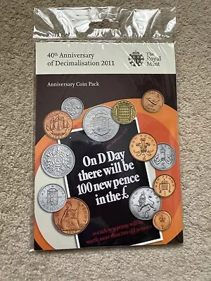 2011  The Royal Mint 40th Anniversary Of Decimalisation UK 6 Coin & Medal Set • £58