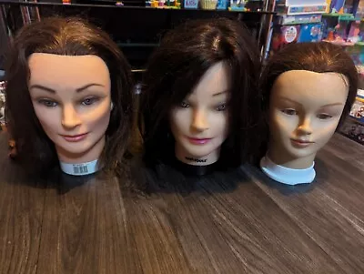 Hairdressing Training Heads / Mannequins X 3 With Real Human Hair • £34.99