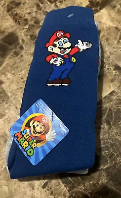 2 Pair Super Mario Socks Unisex Crew Official Licensed Nintendo Size 10-13 • $11.99