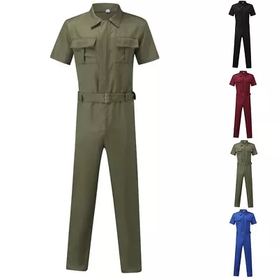 Men's Mechanic Coverall Jumpsuit With Waist Belt Lightweight And Durable • $46.11