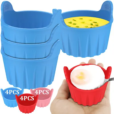 4Pcs Air Fryer Egg Poacher Food Grade Silicone Egg Poaching Cups Baking Cups↞⊛ • £8.76