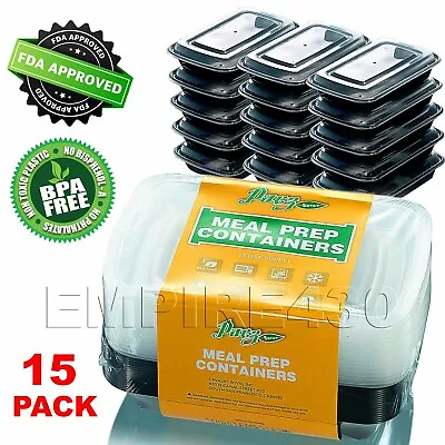 $11.99 • Buy 15 Pack PaczSaver Meal Prep Containers 1 Compartment Food Storage Boxes 