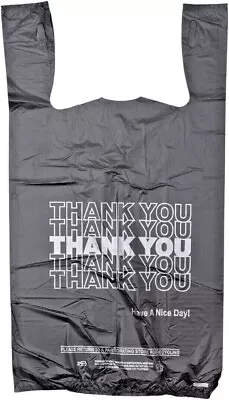 Thank You T Shirt Plastic Bags (1000/Case) - Shopping Bags - Black Small 1 Case • $19.69