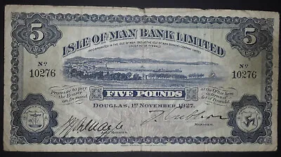 Isle Of Man 5 Pounds 1 November 1927 P-5 • $330