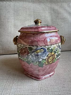 Maling Peony Rose Pink Lidded/Handled Storage Jar • £17.99