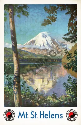 Mt. St. Helens Vintage Train Travel Poster Repro 12x18 • $7.95