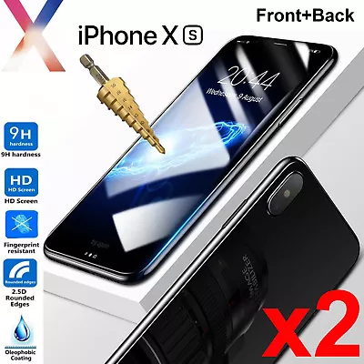 $7.99 • Buy 2pcs Tempered Glass 9H Guard Screen Protector For Apple IPhone Xs Front + Back