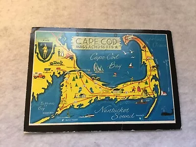 Vintage Postcard State  Map Cape Cod Massachusetts MA • $3.29