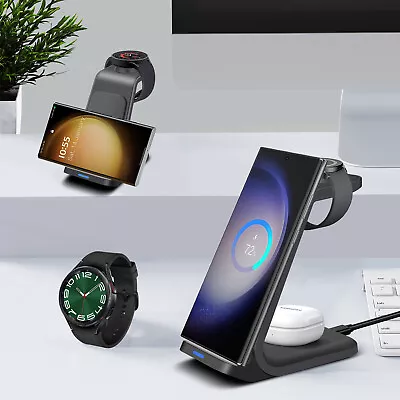 3IN1 Wireless Charger Fast Charging Stand For Samsung Galaxy S24 Watch 6 Classic • $16.98