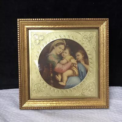 Vintage Madonna Of The Chair Ornate Gold Gilt Wood Framed Florence Raphael Italy • $40