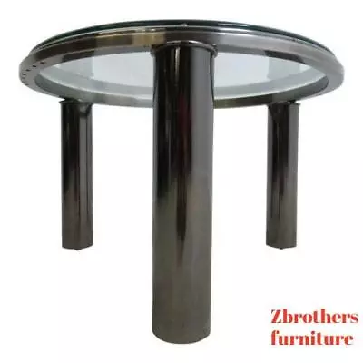 Vintage Round Floating Chrome Mid Century Lamp End Table Pedestal  A • $359