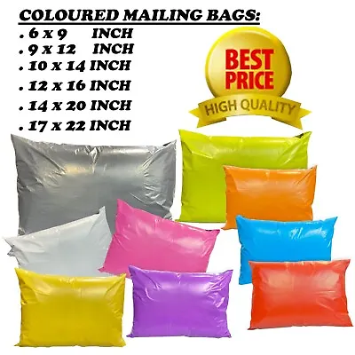 Coloured Mailing Bags Postal Mail Seal Strong Polythene Postage Plastic All Size • £49.97