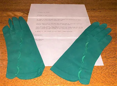 $1499 • Buy MARILYN MONROE Worn & Owned Full Length Green Gloves Provenance Letter LOA COA