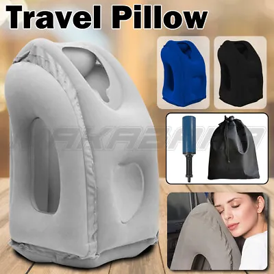$12.57 • Buy Travel Air Pillow Cushion Chin Neck Head Rest Inflatable For Airplane Office Nap
