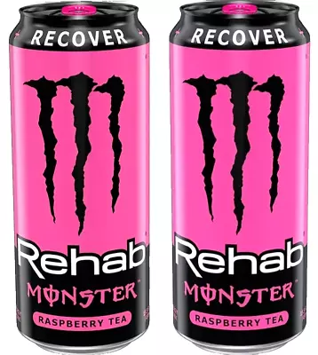 2X RARE 2022 Monster Energy Drink REHAB RASPBERRY TEA Discontinued FULL CANS • $29