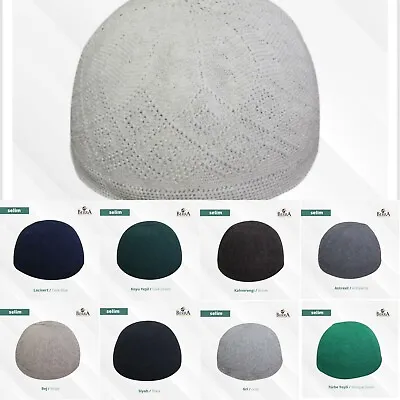 Quality Mens Adults Knitted Cap Hat Topi Islamic Prayer - (10 Colours) • £2.29