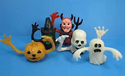 Halloween STAR Devil Witch Ghost Skeleton Pumpkin Rubber Finger Puppets Lot Of 5 • $26.95