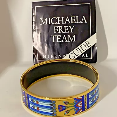 RARE Michaela Frey Team Blue EGYPTION Gold Plated  Bangle Bracelet CB5-R • $299