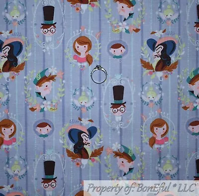 BonEful FABRIC FQ Cotton Quilt Gray Peter Pan Wendy Captain Hook Stripe Bohemian • £4.55