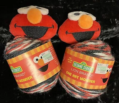 NEW Lot Of 2 Lion Brand Elmo One Hat Wonder Yarn Sesame Street • $9.50