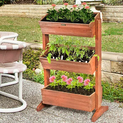 3 Layer Raised Garden Bed Vertical Free Standing Elevated Planter Home Outdoor • £39.92