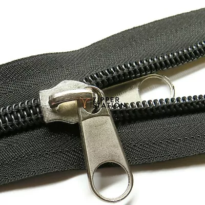 Black #10 Heavy Duty Continuous Tent Zip 2-way Slider For Zipper • £4.75