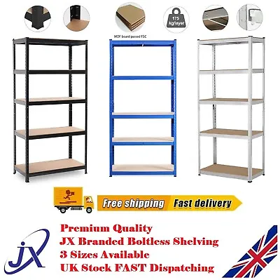 5 Tier Racking Heavy Duty Garage Shelving Storage Shelves Boltless Steel Unit • £22.95