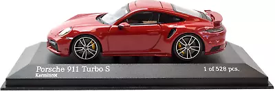 New PORSCHE 911 (992) TURBO S COUPE Red In 1:43 Scale By Minichamps • $64