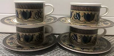 Mikasa Intaglio Cac01 Arabella Coffee Cup And Saucer Set Of 4 Mint NOS • $19.99