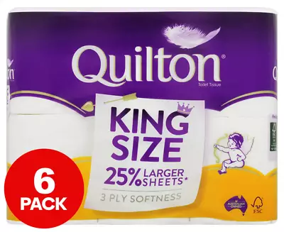 Quilton King Size Toilet Paper Rolls 6Pk • $7.05