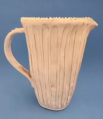 Vietri Incanto Striped Ribbed Handmade White Pitcher Italy  • $55