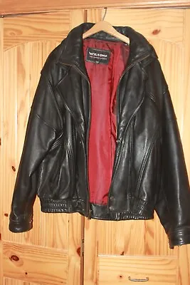 Wilsons Heavy Mens Black Leather Jacket L Thinsulate • $24.99