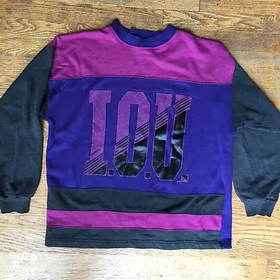 Authentic I.O.U. International 90’s Purple Block Sweatshirt Size Small 1992 • $24.95