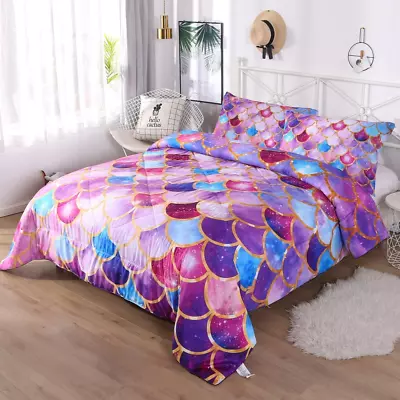 Full Bedding Sets For Girls Full Size Comforter 3D Mermaid Scale Comforter Set 3 • $59.51