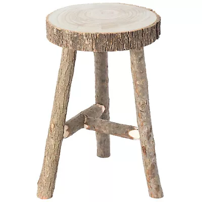 Decorative Antique Log Cabin Natural Wooden Accent Stool Side Table • $145.04