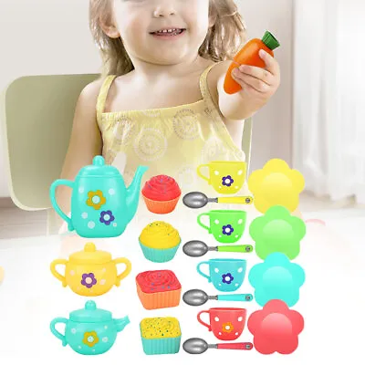 £7.39 • Buy Kids Plastic Tea Toys Set Children Pretend Play Role Teapot Cups Saucers Bowl